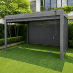 Swin Manual Textilene Pergola with Roller Blinds 3x4m – 4 Panel Outdoor Sun Shade