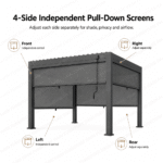 Swin Manual Textilene Pergola with Roller Blinds 3x4m – 4 Panel Outdoor Sun Shade - Image 4