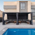 Swin Modern Aluminum Frame Louver Pergola Tent 3x6M with Manual Opening Roof – Dark Grey