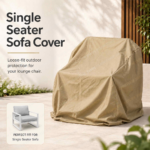SWIN 100 × 100 × 90 cm Single Seater Sofa Cover – Water-Resistant Outdoor Lounge Chair Cover with Protective Inner Coating, Khaki