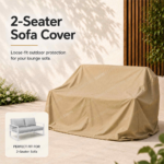 SWIN 180 × 70 × 90 cm 2-Seater Sofa Cover – Water-Resistant Outdoor Lounge Chair Cover with Protective Inner Coating, Khaki