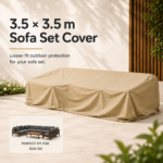 SWIN 3.5 × 3.5 m Whole Set Sofa Cover – Water-Resistant Outdoor Lounge Chair Cover with Protective Inner Coating, Khaki