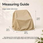 SWIN 100 × 100 × 90 cm Single Seater Sofa Cover – Water-Resistant Outdoor Lounge Chair Cover with Protective Inner Coating, Khaki - Image 2