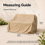 SWIN 180 × 70 × 90 cm 2-Seater Sofa Cover – Water-Resistant Outdoor Lounge Chair Cover with Protective Inner Coating, Khaki - Image 2