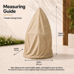 SWIN 130 × 120 × 200 cm 1-Seater Swing Cover – Water-Resistant Outdoor Hanging Chair Cover with Protective Inner Coating, Khaki - Image 2