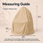 SWIN 180 × 130 × 200 cm 1-Seater Swing Cover – Water-Resistant Outdoor Hanging Chair Cover with Protective Inner Coating, Khaki - Image 2