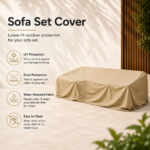 SWIN 3.5 × 3.5 m Whole Set Sofa Cover – Water-Resistant Outdoor Lounge Chair Cover with Protective Inner Coating, Khaki - Image 3