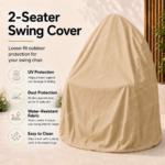 SWIN 180 × 130 × 200 cm 1-Seater Swing Cover – Water-Resistant Outdoor Hanging Chair Cover with Protective Inner Coating, Khaki - Image 4