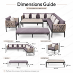 SWIN Powder-Coated Aluminum Frame Outdoor Sofa Set with Beige Rope Weaving, Mauve Cushions, L-Shaped Sectional Sofa, Armchair, Bench & Coffee Table - Image 4