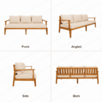 SWIN 6-Piece Outdoor Garden Sofa Set with Solid Wood Frame, Cream Cushions and Matching Round Coffee Tables - Image 6