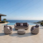 Outdoor Comfort Rope Articles Leisure Terrace Chair Garden Sofas Set for Villa Hotel