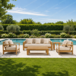 SWIN Aluminum Frame Outdoor Sofa Set 1+1+3 with Coffee Table & Side Table