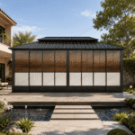 SWIN 6 × 3.65 m Double-Roof Hardtop Aluminium Gazebo with Sliding Acrylic Doors, Screens & Rail System