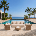 Swin Aluminum & Rope Design Sofa Set 1+1+3 with Coffee Table