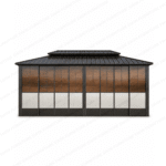 SWIN 6 × 3.65 m Double-Roof Hardtop Aluminium Gazebo with Sliding Acrylic Doors, Screens & Rail System - Image 2