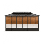 SWIN 4.85 × 3.65 m Double-Roof Hardtop Aluminium Gazebo with Sliding Acrylic Doors and Protective Screens - Image 3
