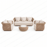 Swin Aluminum & Rope Design Sofa Set 1+1+3 with Coffee Table - Image 4