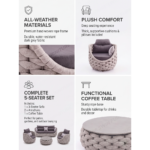 Outdoor Comfort Rope Articles Leisure Terrace Chair Garden Sofas Set for Villa Hotel - Image 3