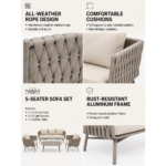 Swin Weaving Rope Aluminum Outdoor Sofa Set - Image 5