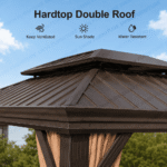 3x4m Rectangular Roof Aluminum Gazebo Brown - Image 5