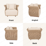 Swin Aluminum & Rope Design Sofa Set 1+1+3 with Coffee Table - Image 6