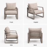 Swin 7 Seater Outdoor Garden Sofa in Aluminum Frame Plush Sponge Cushions - Khaki - Image 4