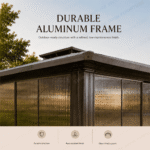SWIN 4.85 × 3.65 m Double-Roof Hardtop Aluminium Gazebo with Sliding Acrylic Doors and Protective Screens - Image 6