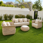 Swin Aluminum & Rope Design Sofa Set 1+1+3 with Coffee Table - Image 3