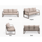 Swin 7 Seater Outdoor Garden Sofa in Aluminum Frame Plush Sponge Cushions - Khaki - Image 6
