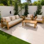 SWIN Aluminum Frame Outdoor Sofa Set 1+1+3 with Coffee Table & Side Table - Image 7