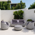 Outdoor Comfort Rope Articles Leisure Terrace Chair Garden Sofas Set for Villa Hotel - Image 8