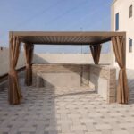 Swin 3x4M Beige Aluminum Frame Louver Pergola with Manual Opening Roof