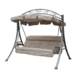 SWIN 3-Seater Outdoor Garden Swing Chair with Steel Frame, Polyester Canopy & Textilene Cushion Seat - Image 2