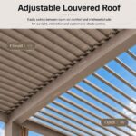 Swin 3x4M Beige Aluminum Frame Louver Pergola with Manual Opening Roof - Image 7