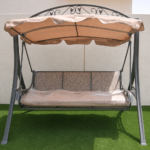 SWIN 3-Seater Outdoor Garden Swing Chair with Steel Frame, Polyester Canopy & Textilene Cushion Seat - Image 4