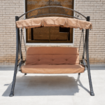 SWIN 3-Seater Outdoor Garden Swing Chair with Steel Frame, Polyester Canopy & Textilene Cushion Seat - Image 5