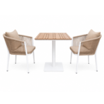 SWIN Balcony Duo 3-Piece Outdoor Dining Set – Square WPC Table & Rope Chairs, Khaki & White - Image 2