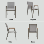 SWIN Balcony Duo 3-Piece Outdoor Dining Set – Square WPC Table & Mesh Sling Chairs, Light Grey - Image 5