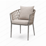 SWIN 6-Seater Outdoor Dining Set with WPC Tabletop & Cross-Woven Rope Chairs – Wood Look - Image 3
