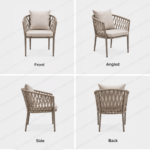 SWIN 6-Seater Outdoor Dining Set with WPC Tabletop & Cross-Woven Rope Chairs – Wood Look - Image 4