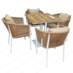 Swin Weatherproof Aluminum Frame WPC 4-Seater Outdoor Dining Set with Cushions for Garden - Image 2