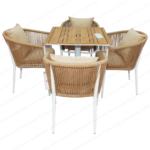 Swin Weatherproof Aluminum Frame WPC 4-Seater Outdoor Dining Set with Cushions for Garden - Image 3